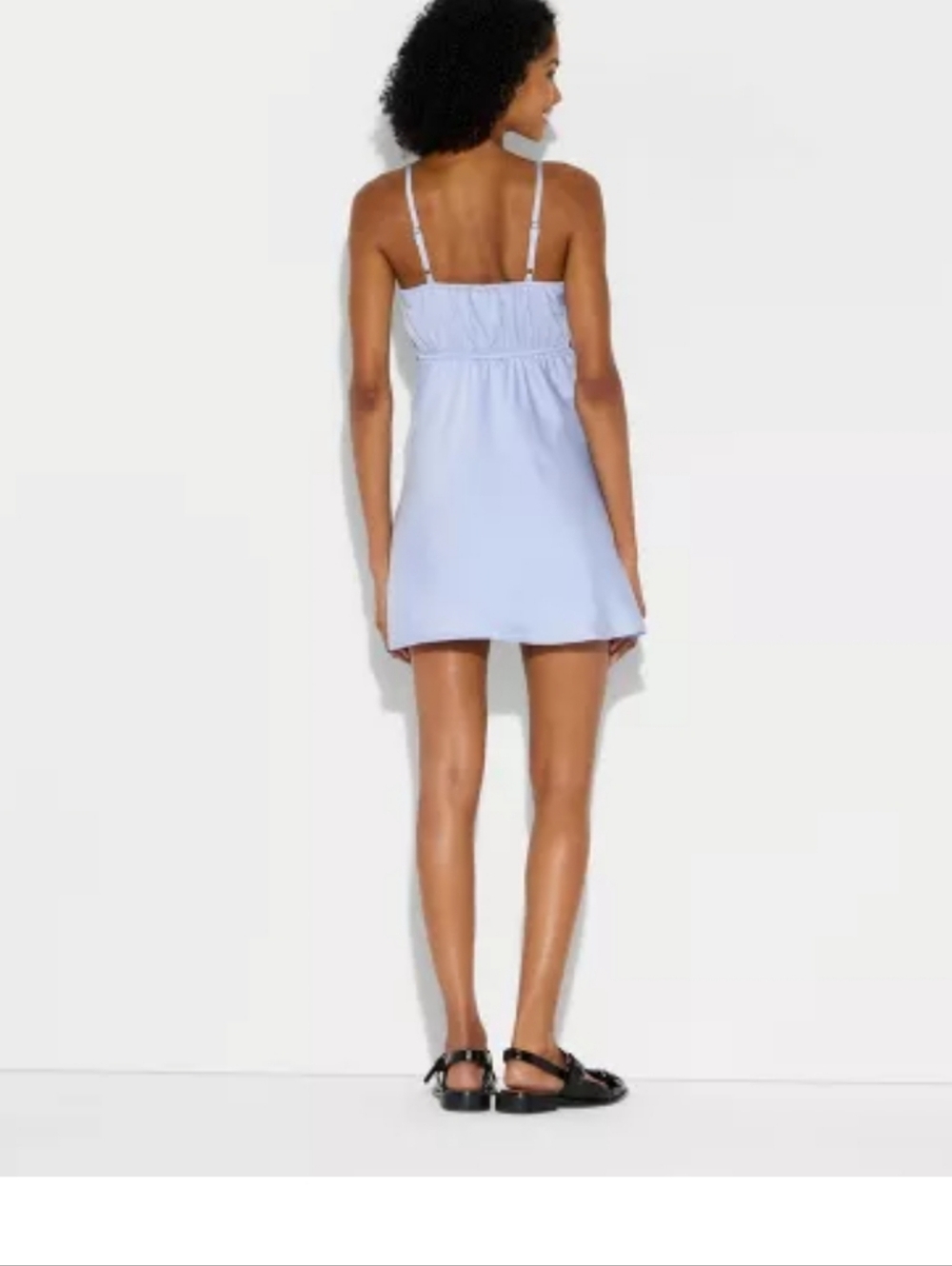 Women's Sleeveless Lace Trim Mini Slip Dress Wild Fable Size Large Light Blue - Picture 2 of 9